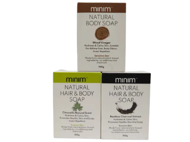 [BUNDLE PACK] Plant Based Bar Soap – Citronella, Bamboo Charcoal, Wood Vinegar 100g (3PCS)