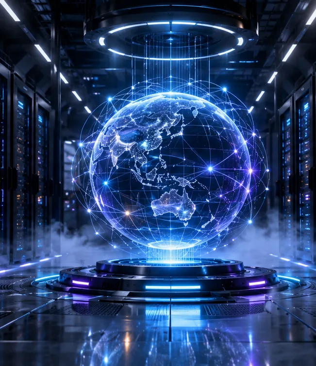 Generic illuminated network globe in a data centre