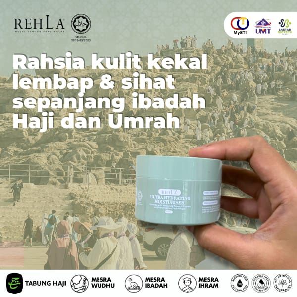Moisturizer Rehla: Rahsia Kulit Kekal Lembap & Sihat Sepanjang Haji dan Umrah