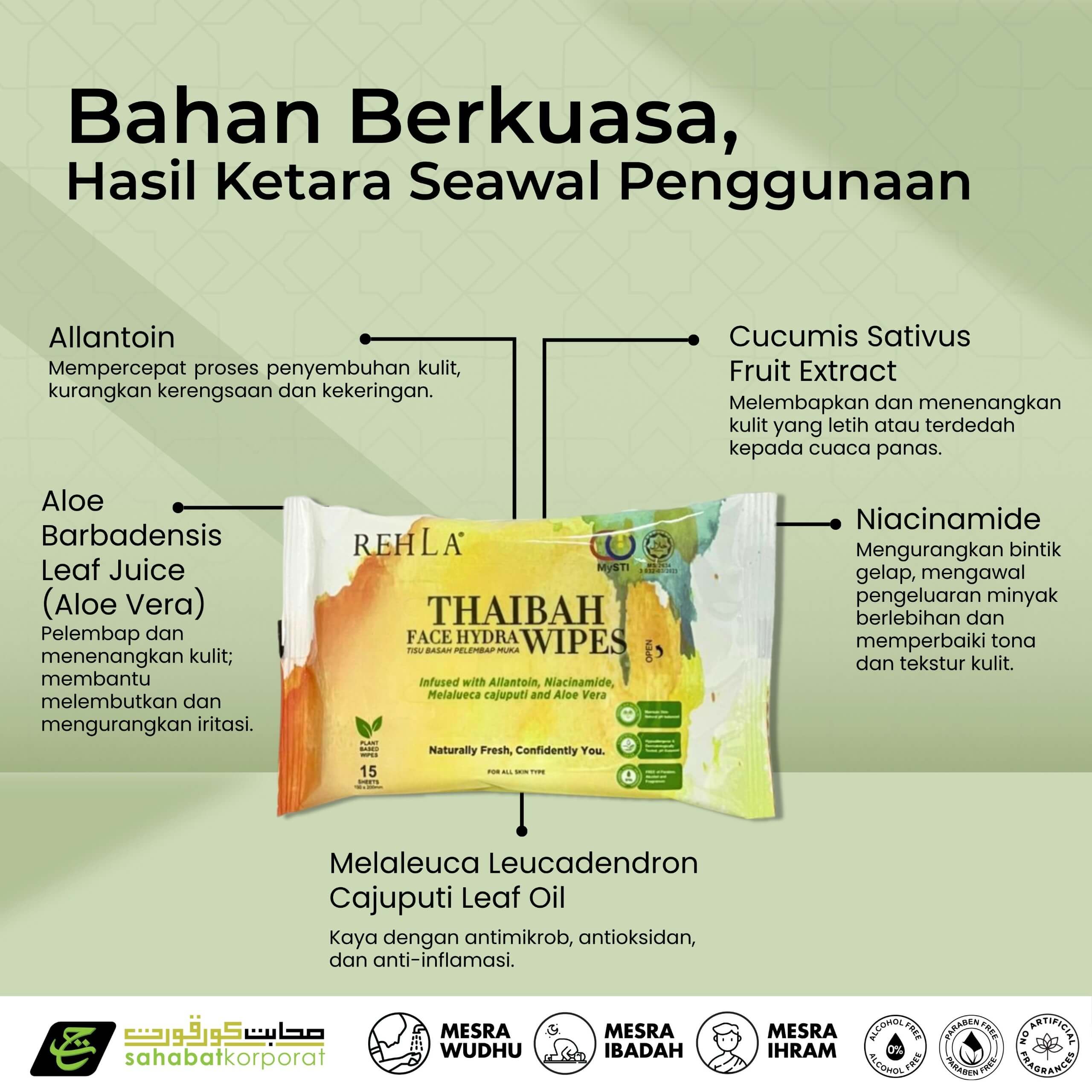 REHLA Thaibah Face Hydra Wipes for Umrah Hajj 7