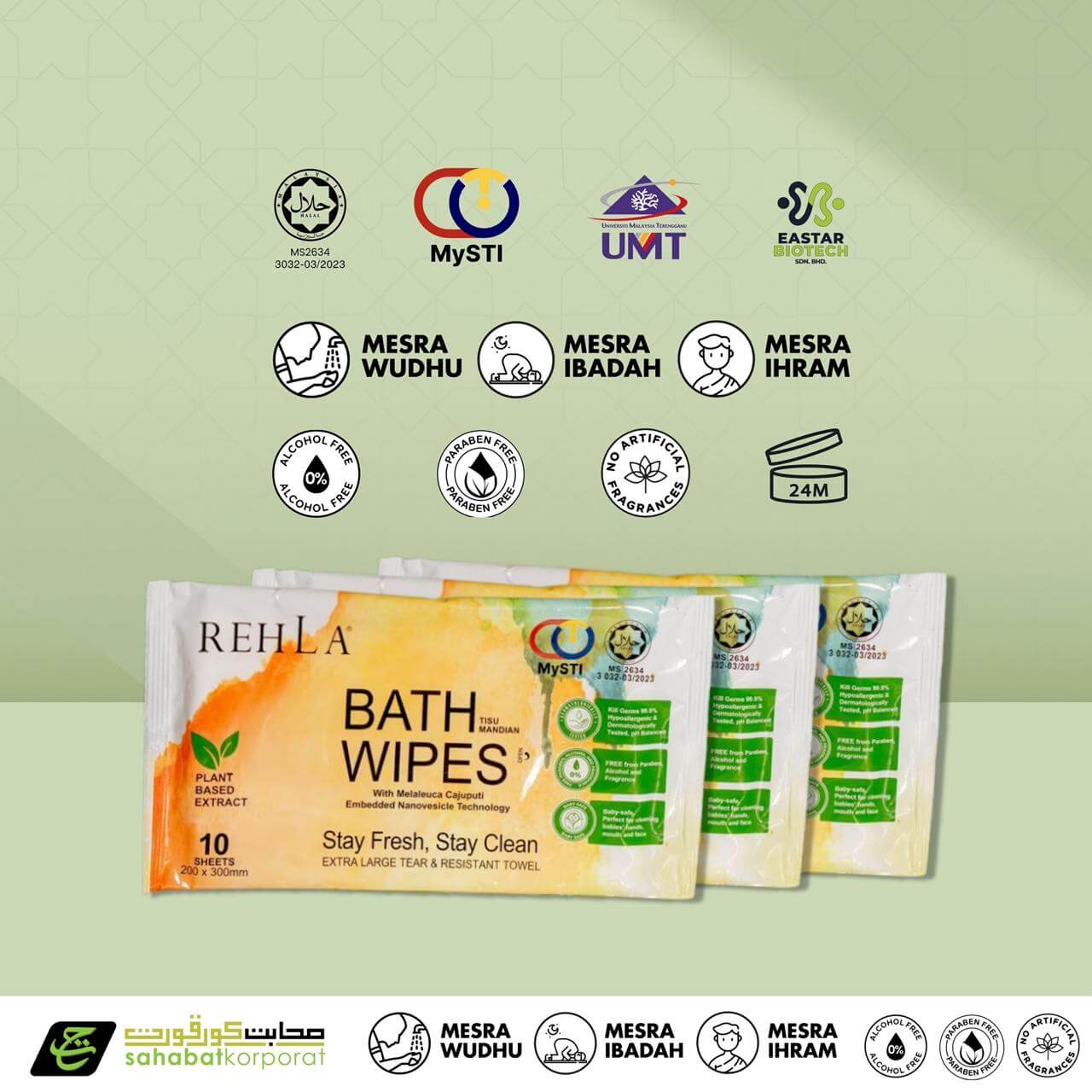 REHLA Halal Bathwipes 3 In 1 for Umrah Hajj 9