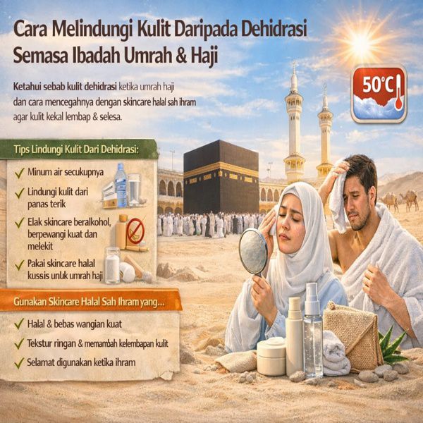 Skincare Halal & Mesra Ihram: Cara Melindungi Kulit Daripada Dehidrasi Semasa Ibadah Umrah & Haji