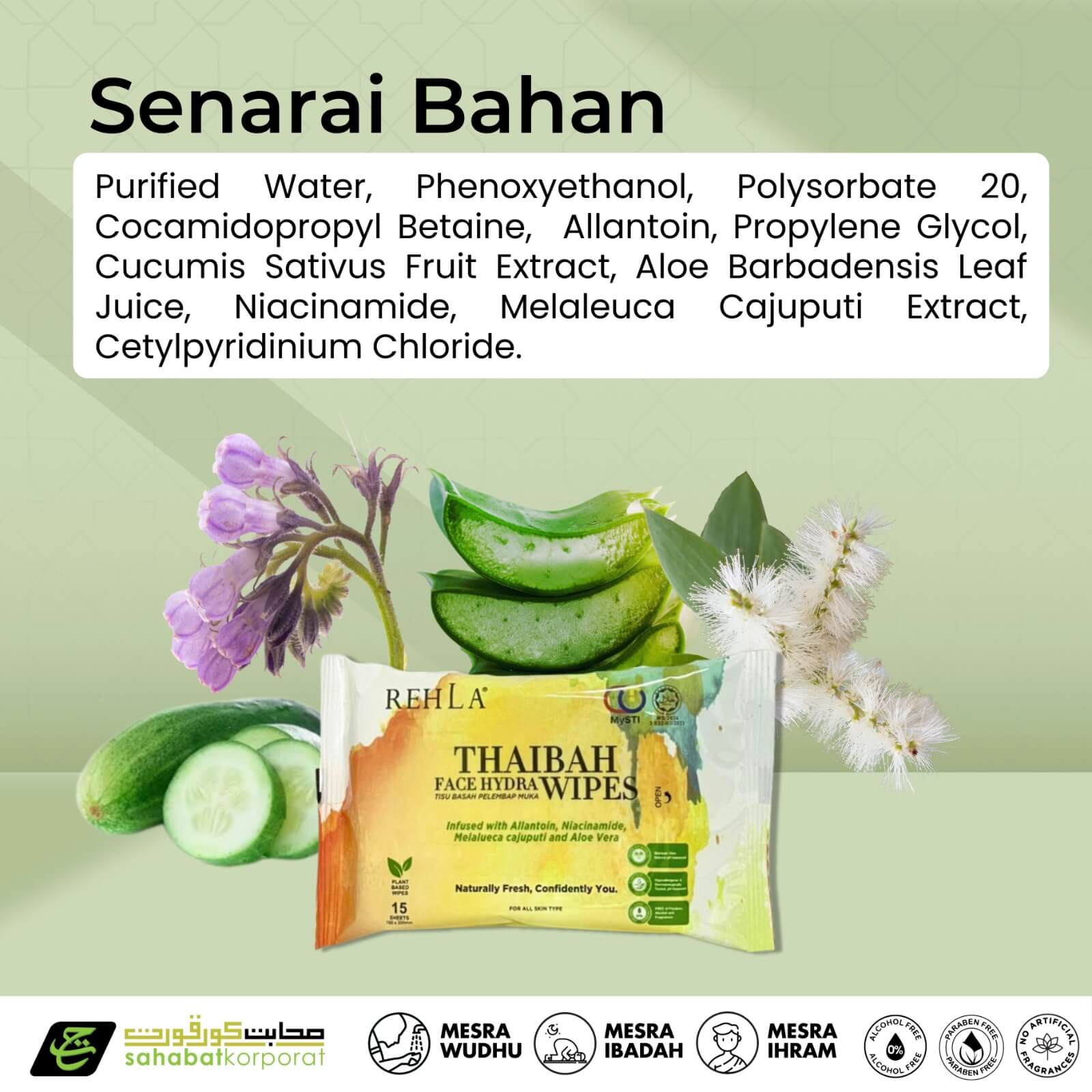 REHLA Thaibah Face Hydra Wipes for Umrah Hajj 6