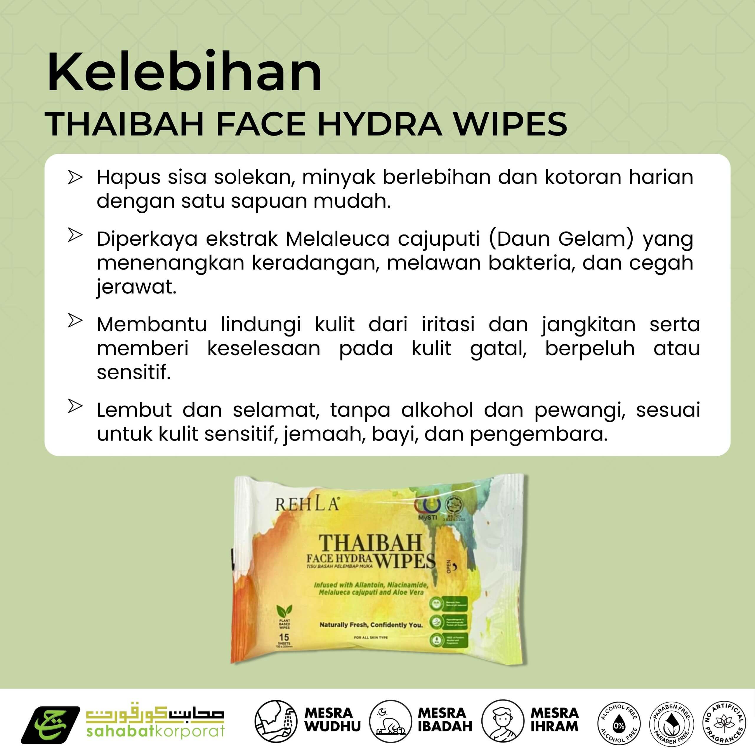 REHLA Thaibah Face Hydra Wipes for Umrah Hajj 4