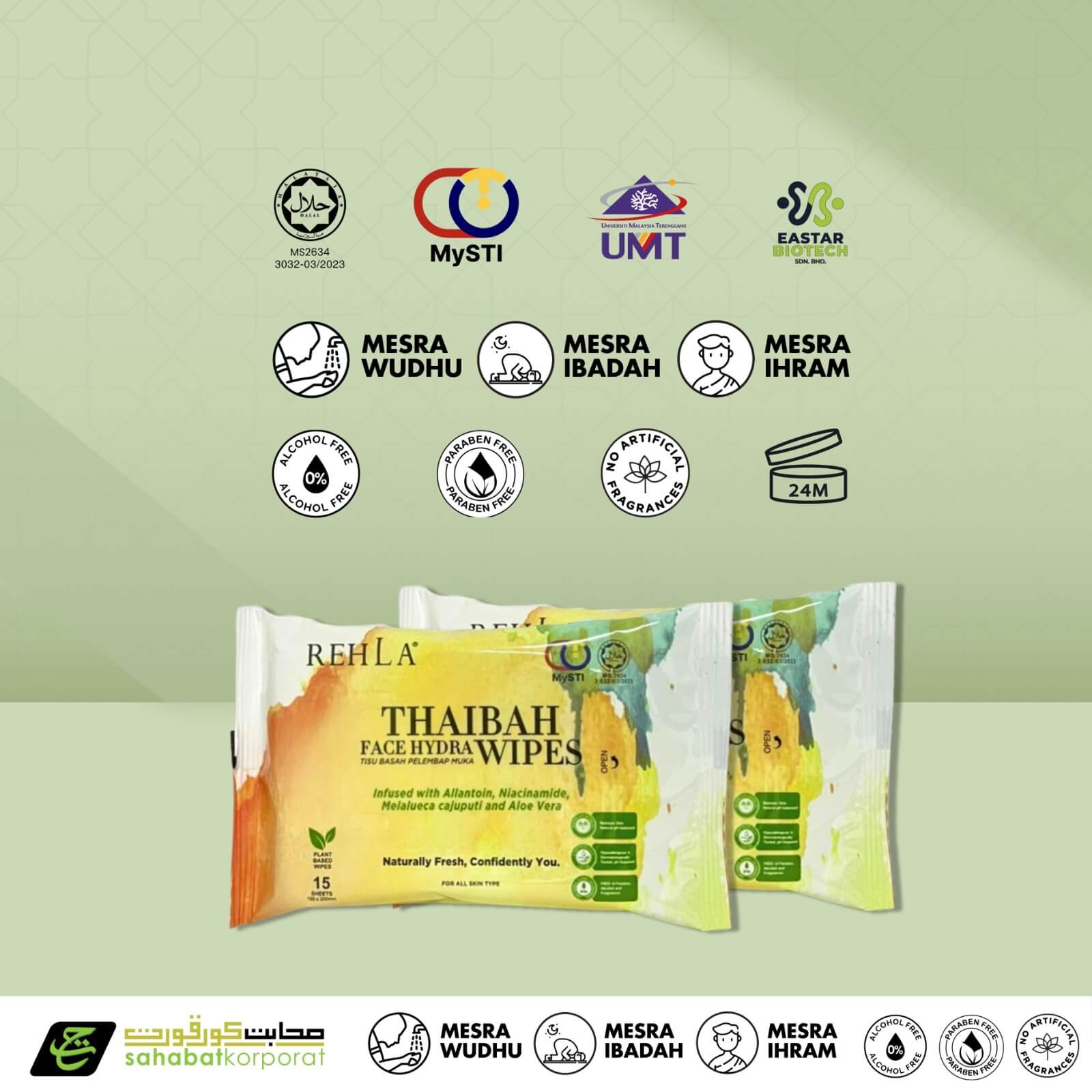 REHLA Thaibah Face Hydra Wipes for Umrah Hajj 10