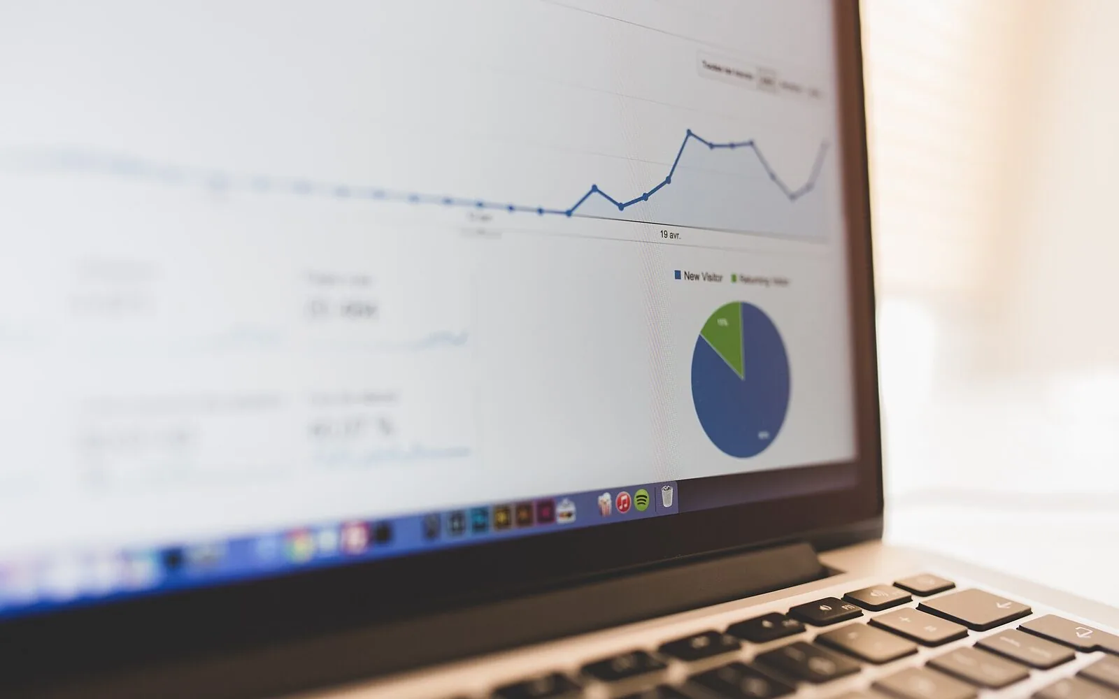 Analytics dashboard reviewed on a laptop