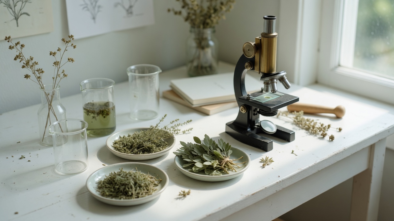 Dried herbs prepared for grinding and packing