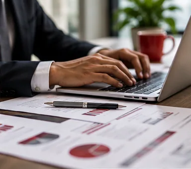 Professional reviewing business financial documents
