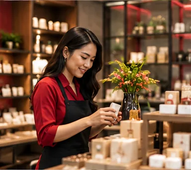SME retail operator managing products in a store
